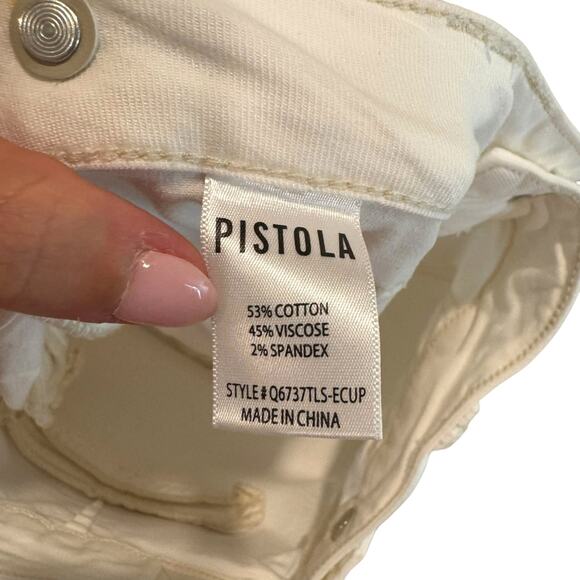 Pistola White Stretch Denim Patch Pocket High Rise Cropped Skinny Pants - Picture 8 of 9
